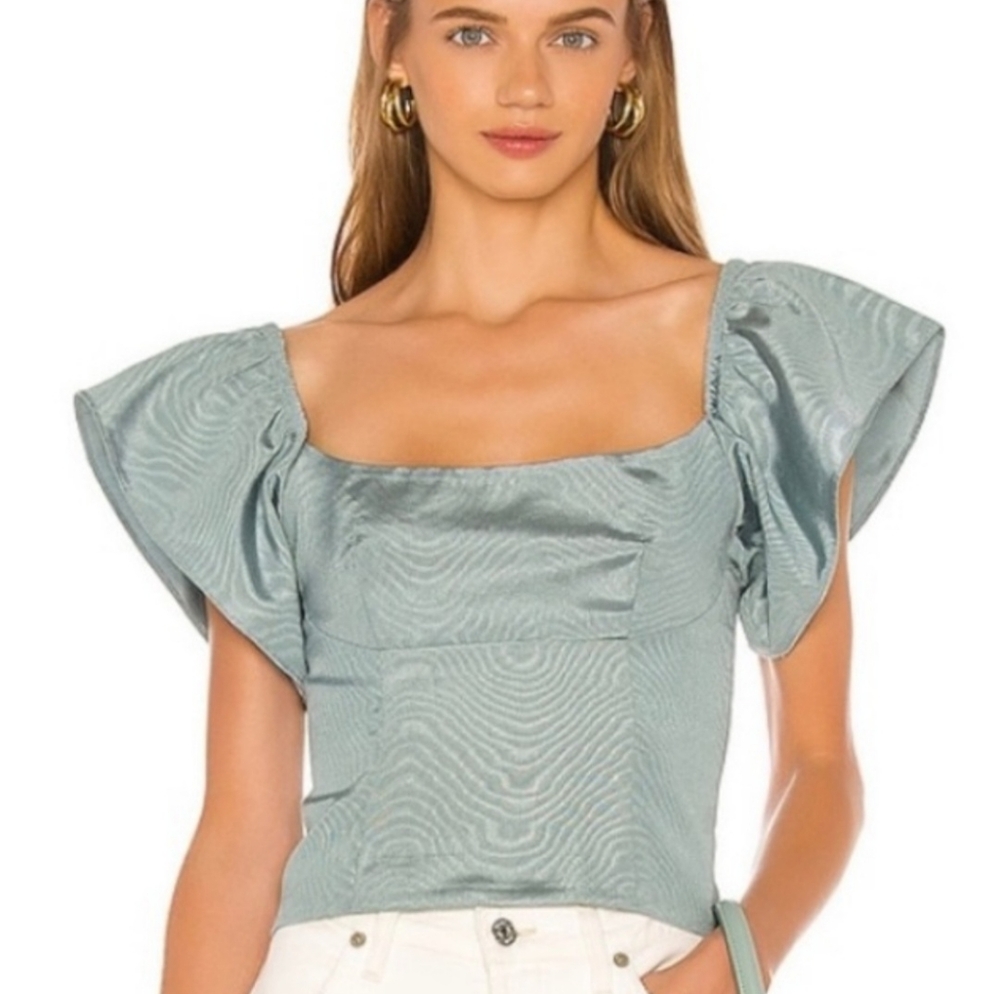 LPA puff sleeve square neck top